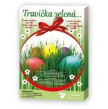 Travička zelená - velikonoční sada 6 barev na vajíčka, zrna obilí, miska k vypěstování travičky
