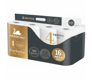 Harmony Exclusive Pure White toaletn papr 8ks 4vrstv