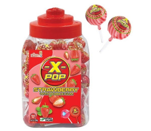 X Pop Strawberry lztka s jahodovou pchut se vkakou 100ks