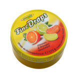 Woogie Fine Drops bonbóny s příchutí pomeranč-citron v kovové krabičce 200g