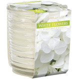 Bispol svíčka ve skle vlnkovaná White Flowers