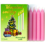 Romantické světlo vánoční svíčky růžové 12ks