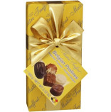 Maitre Truffout Belgické pralinky bonboniéra žlutá s mašlí 100g